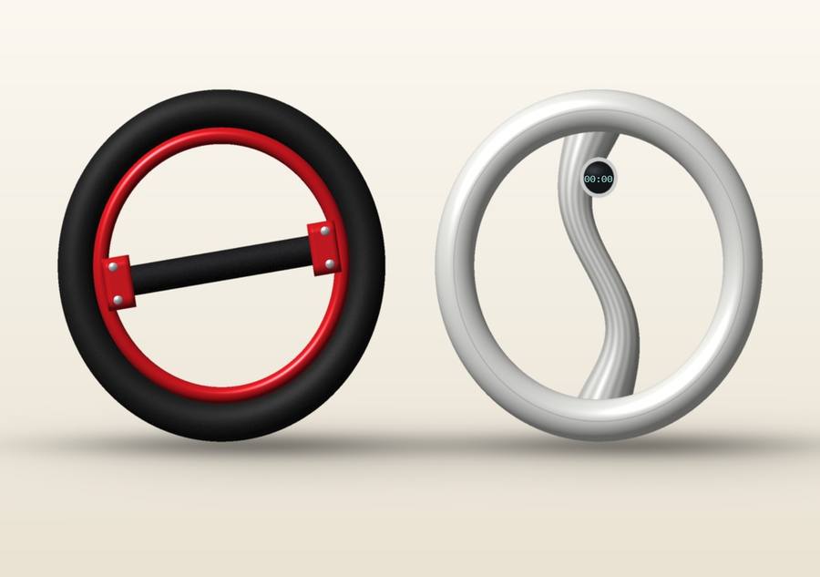 Core (red and black) and Pro (white, with rotation counter) shoulder trainers (illustration)