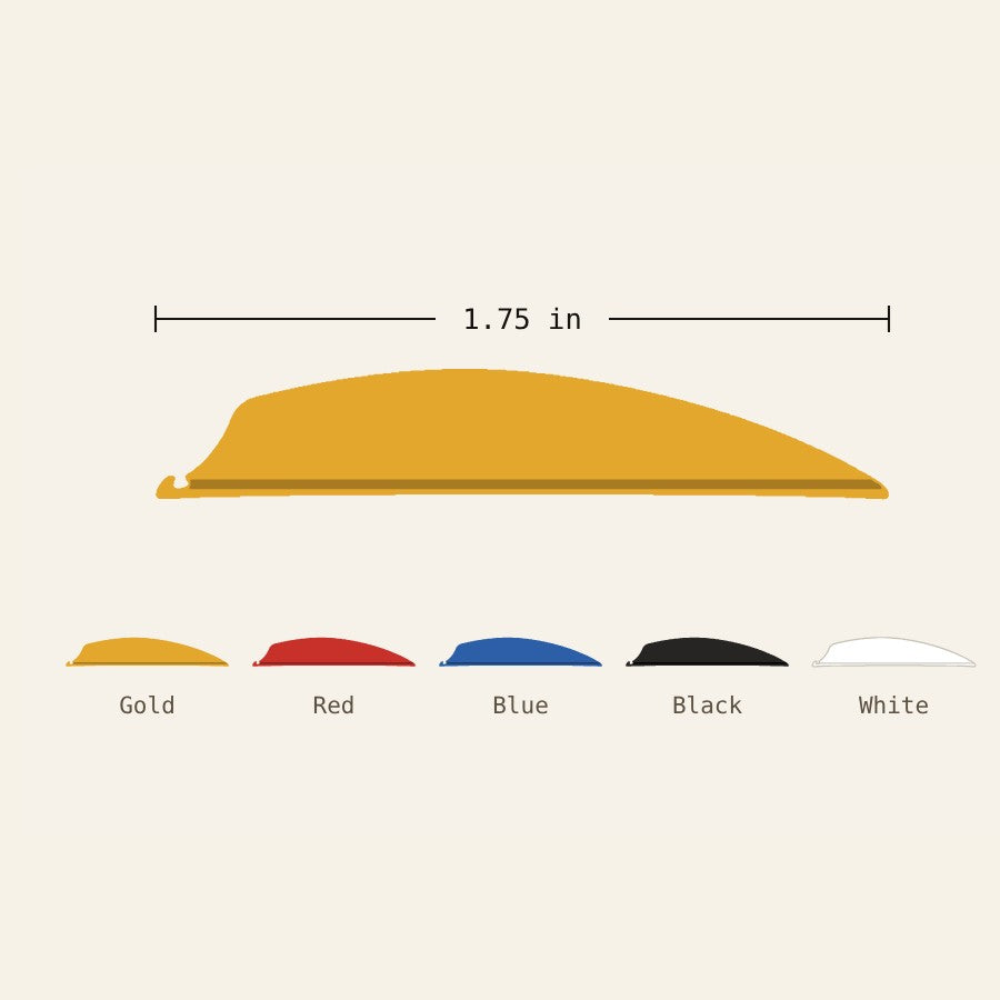 Xtreme 1.75 in vane, side profile, in gold, red, blue, black and white (catalogue illustration)